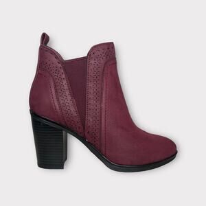 MIA Burgundy Cherry Red Sutton Chelsea Heeled Ankle Bootie Size 11